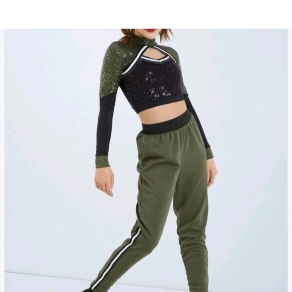 Weissman MC 10/12 Olive Dance Outfit Crop Top Pants